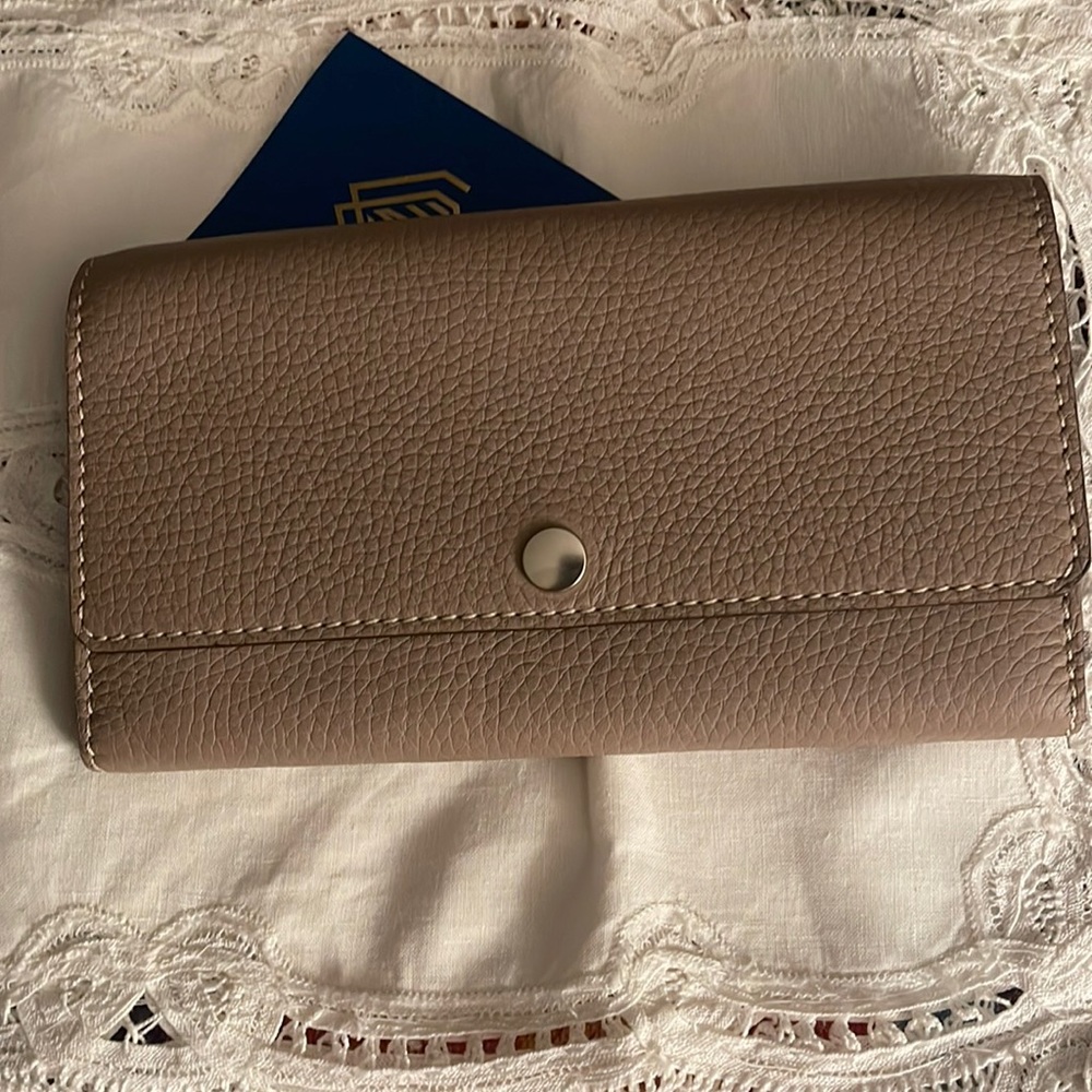 NWT Moreau Paris Wallet Taupe/ Blue